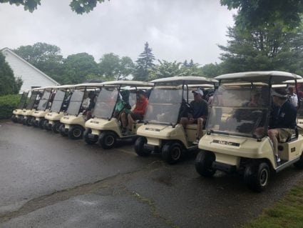 Golf Carts Ready to go at the Golf "Fore" Alzheimer's Event Sponsored by Care At Home