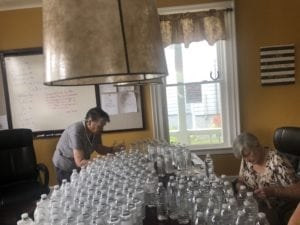 Prepping Water Bottles for the Alzheimer's Walk